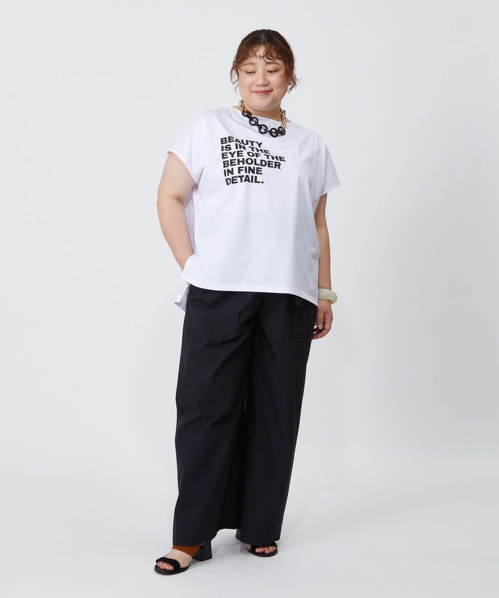 MOGA Lサイズ（大きいサイズ） 【大きいサイズ】ハイゲージ天竺ロゴプリントTシャツ ホワイト