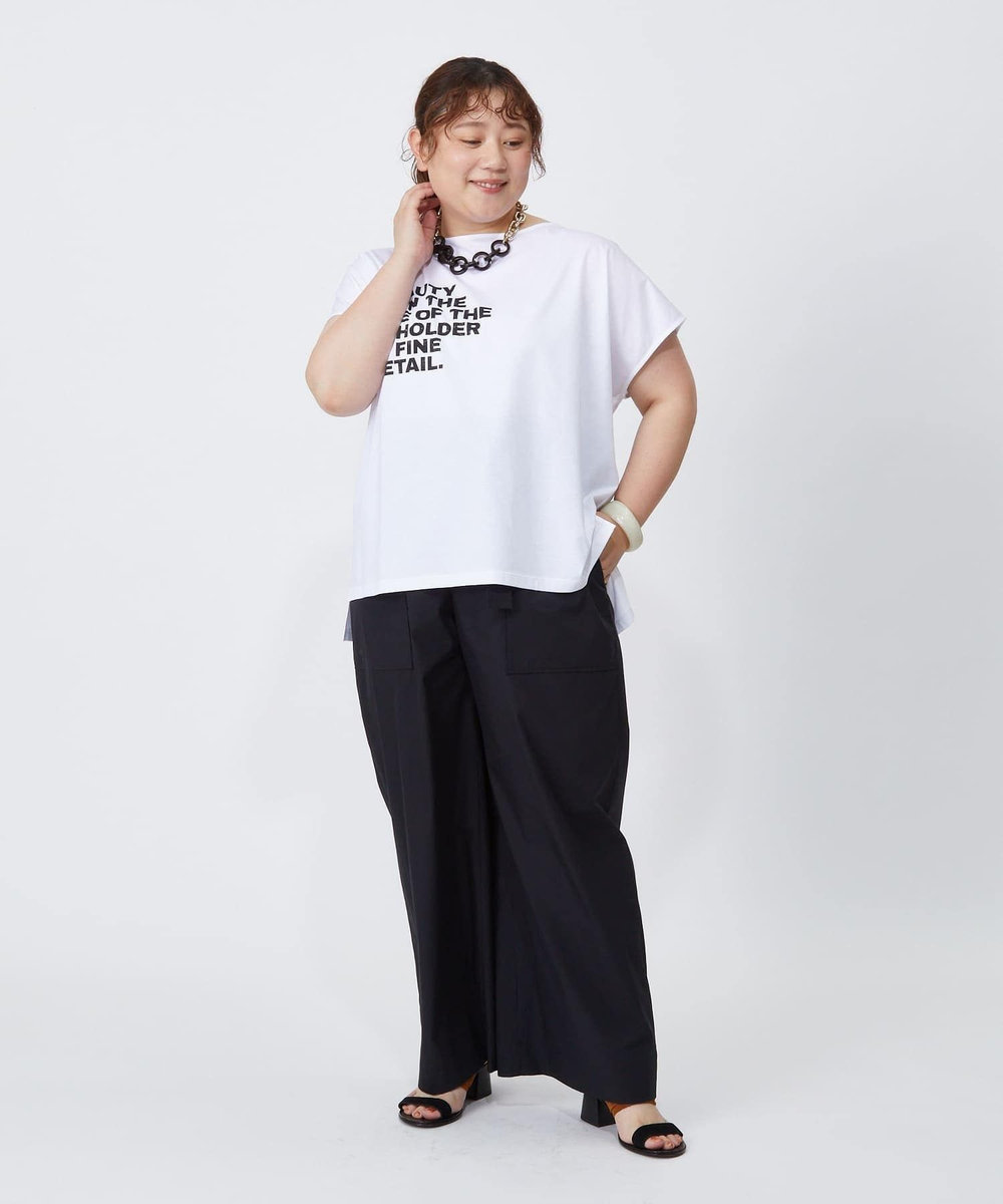 MOGA Lサイズ（大きいサイズ） 【大きいサイズ】ハイゲージ天竺ロゴプリントTシャツ ホワイト