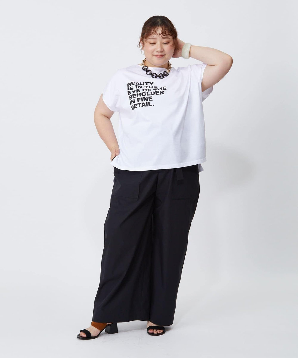 MOGA Lサイズ（大きいサイズ） 【大きいサイズ】ハイゲージ天竺ロゴプリントTシャツ ホワイト