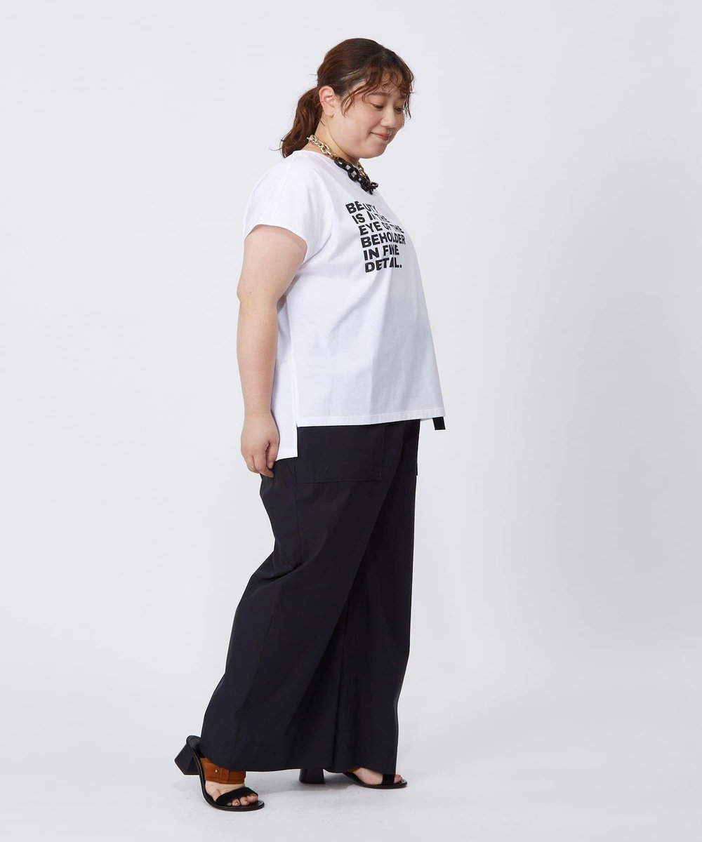 MOGA Lサイズ（大きいサイズ） 【大きいサイズ】ハイゲージ天竺ロゴプリントTシャツ ホワイト