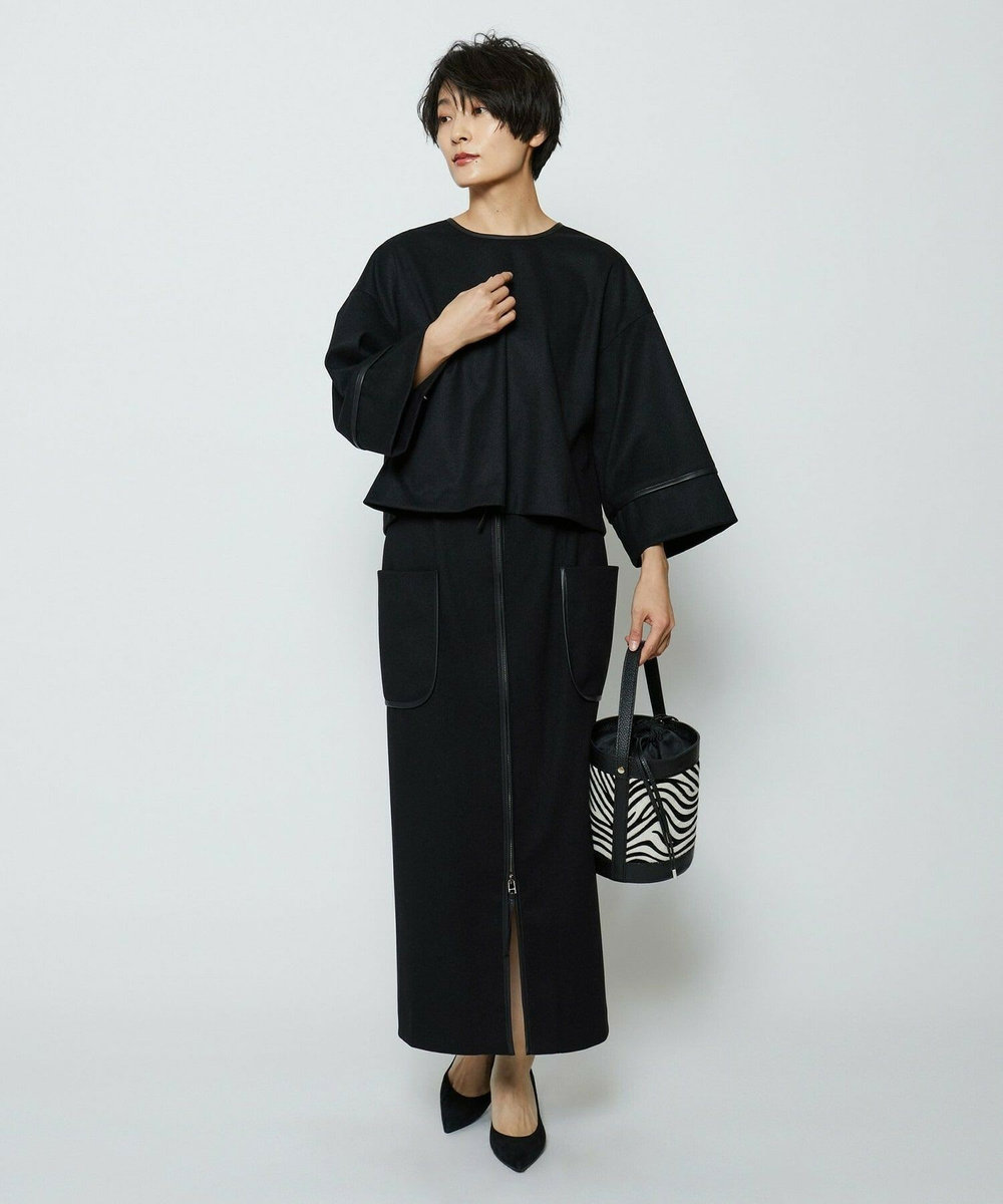 feerique feerique 　フェイクレザーパイピングタイトスカート ブラック