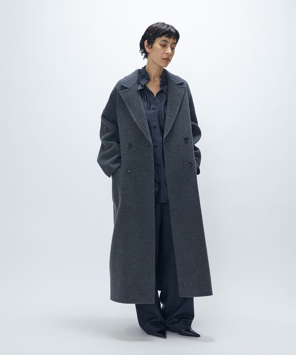 1er Arrondissement 【WEB・一部店舗限定】TOPダブルビーバーチェスターコート チャコールグレー