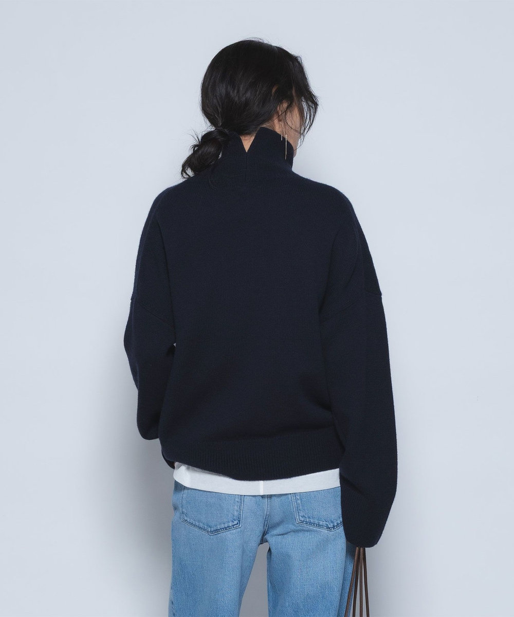 1er Arrondissement ウールカシミアボトルネックニット ネイビー