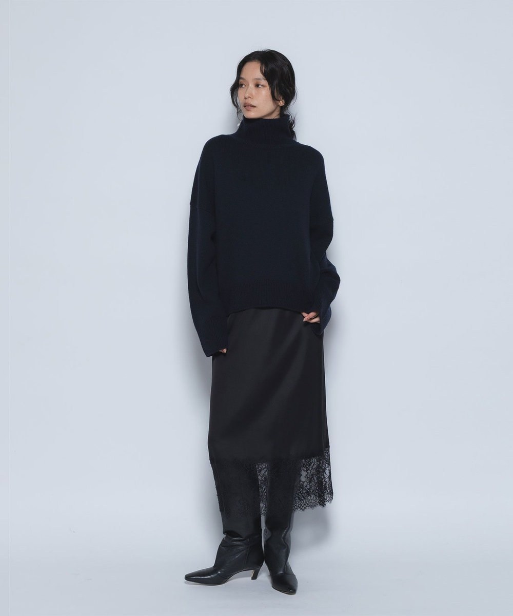 1er Arrondissement ウールカシミアボトルネックニット ネイビー