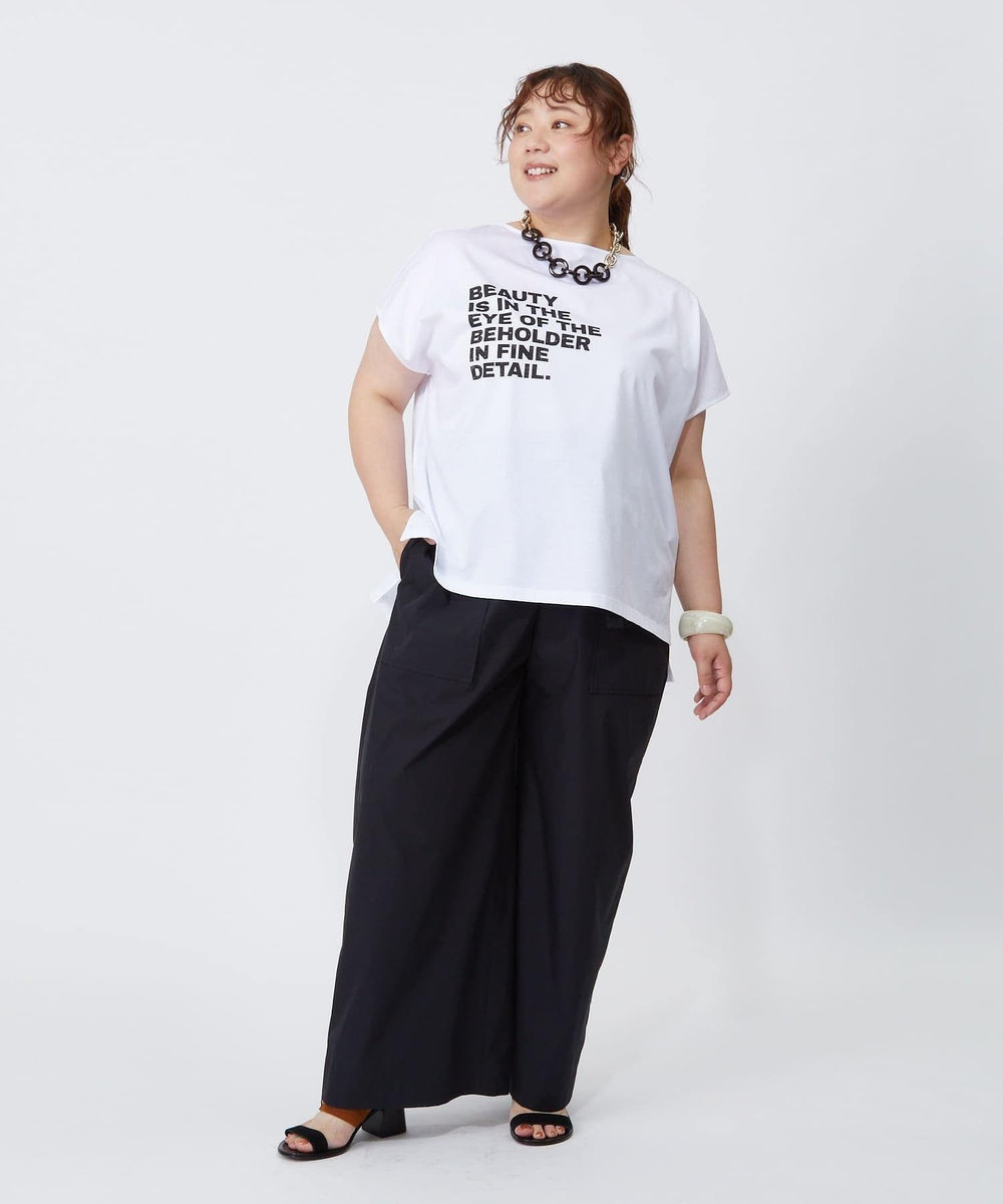 MOGA Lサイズ（大きいサイズ） 【大きいサイズ】ハイゲージ天竺ロゴプリントTシャツ ホワイト