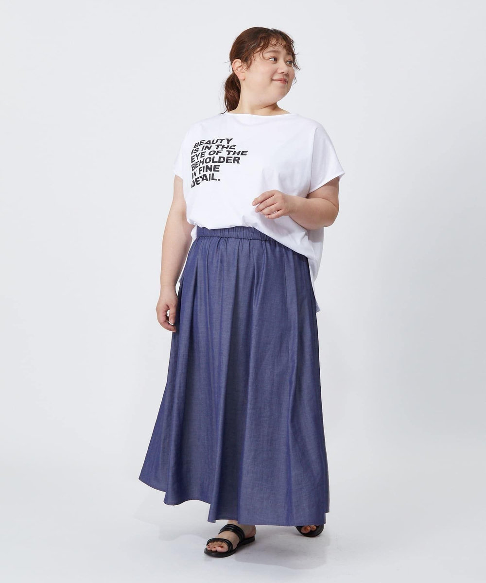 MOGA Lサイズ（大きいサイズ） 【大きいサイズ】ハイゲージ天竺ロゴプリントTシャツ ホワイト
