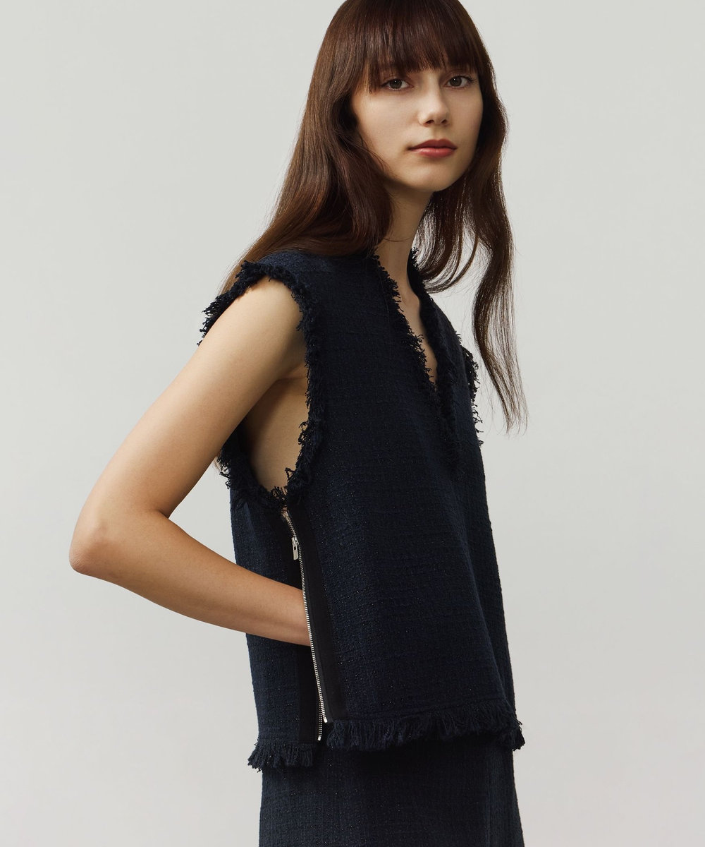 DÉPAREILLÉ COTTON TWEED GIET / コットンツィードジレ ネイビー
