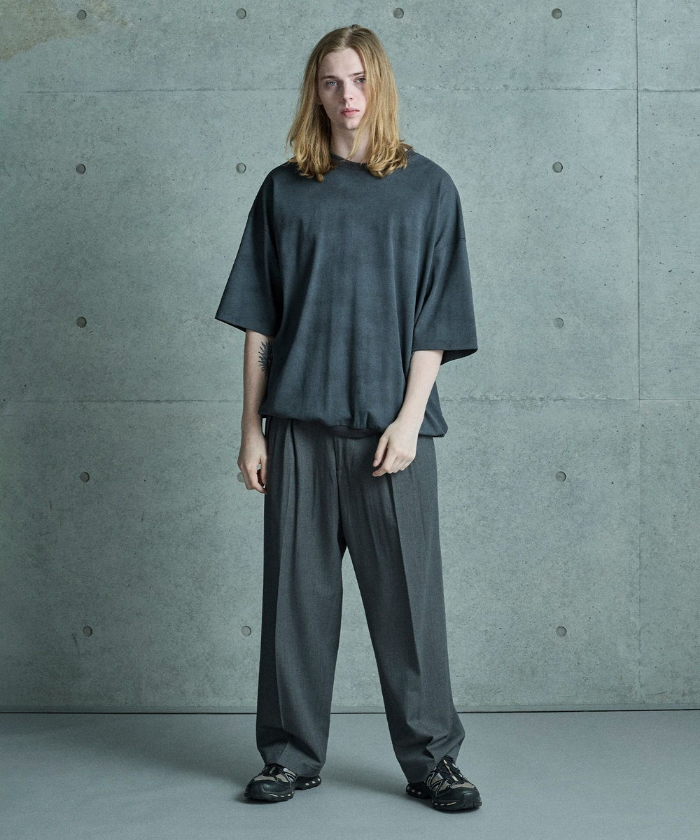 MEN'S BIGI ムラ染めプリントルーズフィットTEE グレー