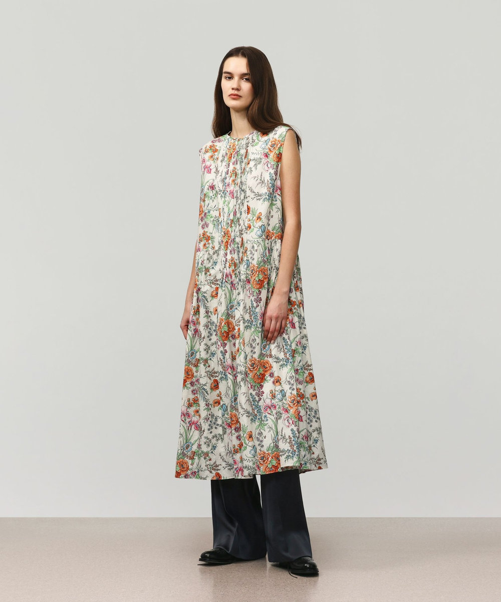 DÉPAREILLÉ LINEN COTTON FLOWER PRINT DRESS / リネンコットンフラワープリントドレス ベージュ