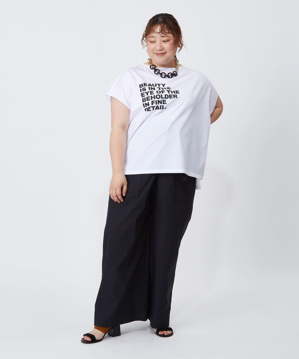 MOGA Lサイズ（大きいサイズ） 【大きいサイズ】ハイゲージ天竺ロゴプリントTシャツ ホワイト
