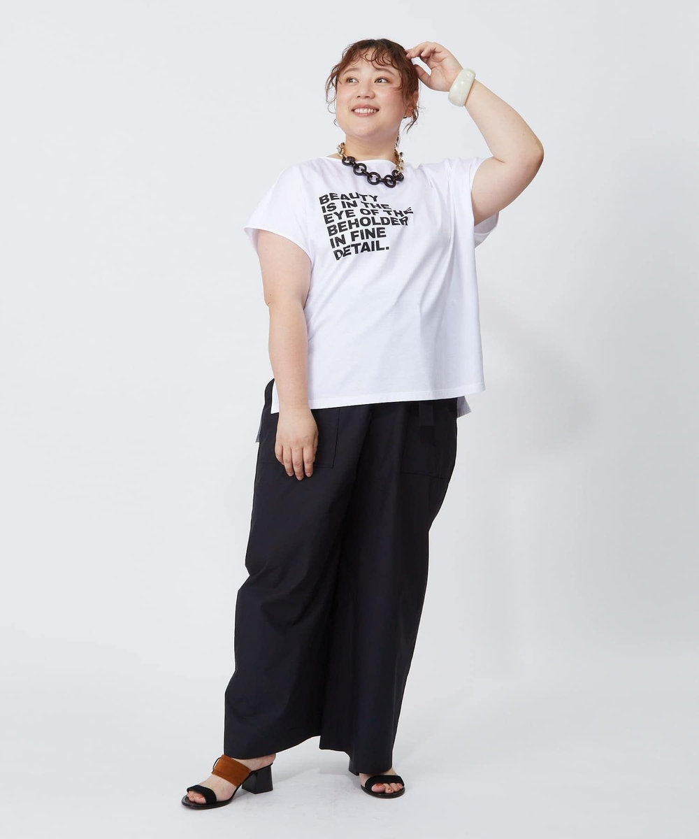 MOGA Lサイズ（大きいサイズ） 【大きいサイズ】ハイゲージ天竺ロゴプリントTシャツ ホワイト