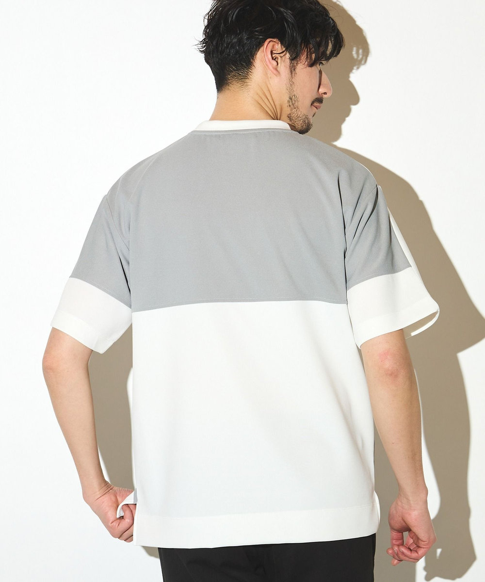 UNION STATION ポリエステルポンチ×梨地クルーネックTシャツ ホワイト系その他