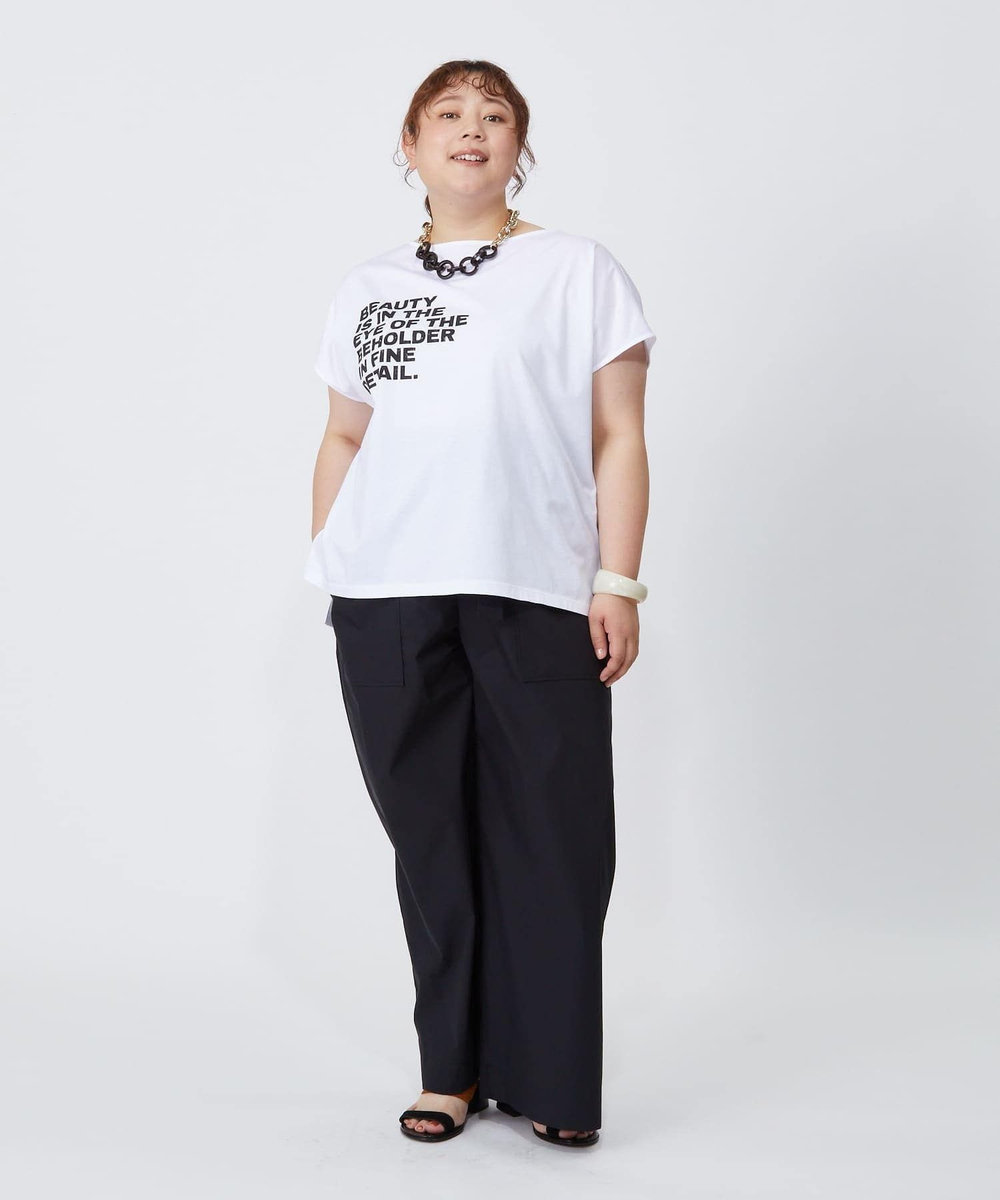 MOGA Lサイズ（大きいサイズ） 【大きいサイズ】ハイゲージ天竺ロゴプリントTシャツ ホワイト