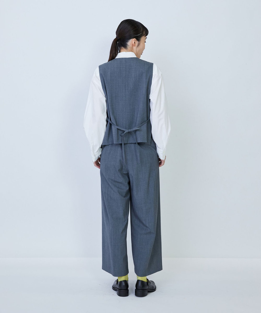 LOISIR ウール混ギャバデザインベスト グレー