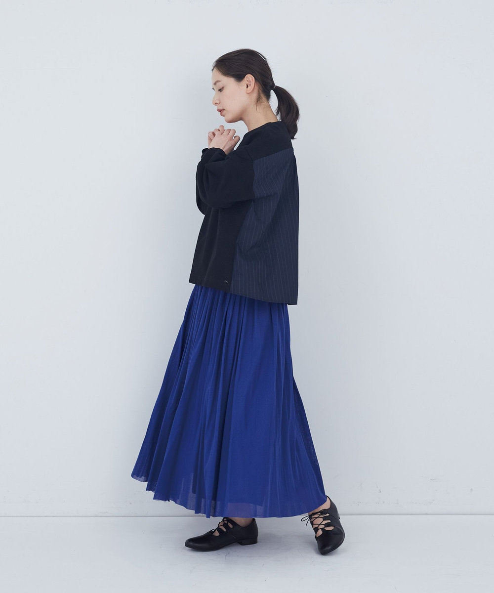 ADIEU TRISTESSE 裏毛×布帛コンビプルオーバー ブラック