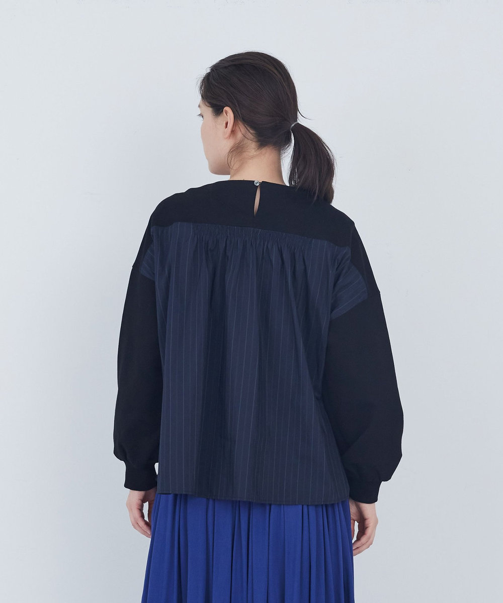 ADIEU TRISTESSE 裏毛×布帛コンビプルオーバー ブラック