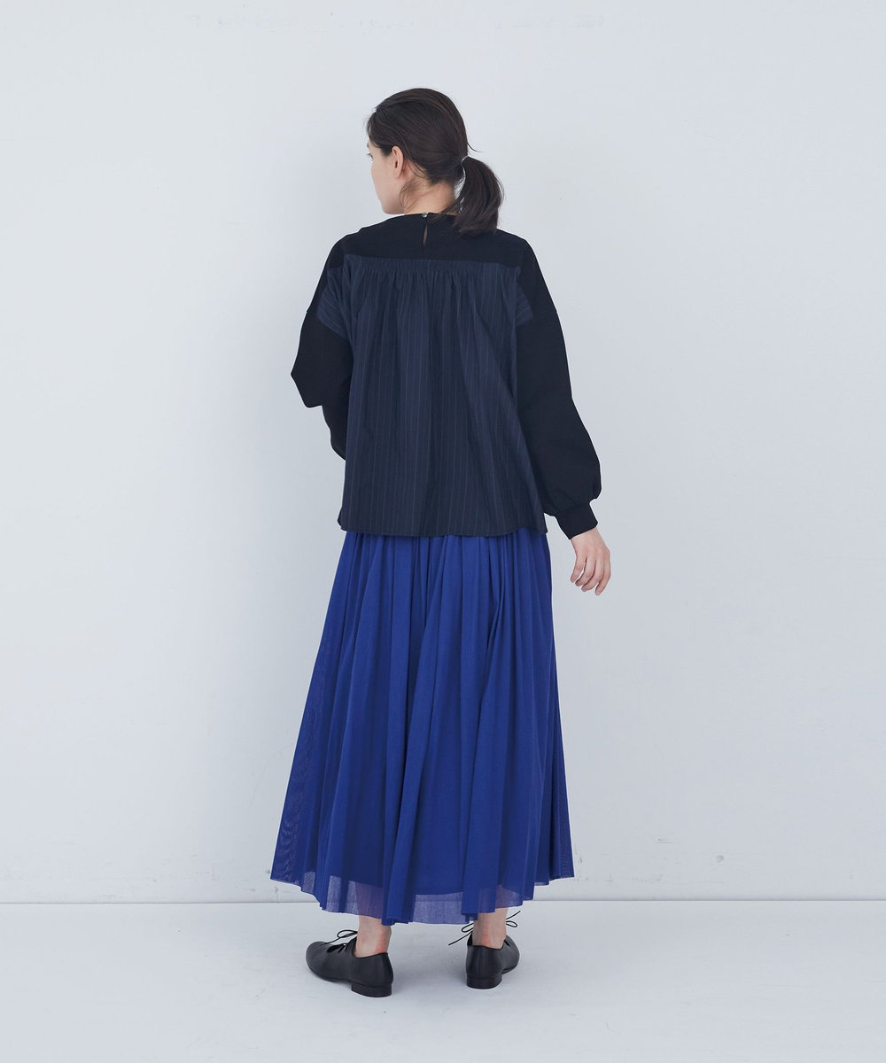 ADIEU TRISTESSE 裏毛×布帛コンビプルオーバー ブラック