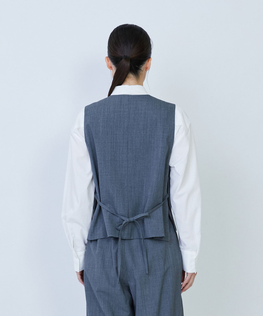 LOISIR ウール混ギャバデザインベスト グレー
