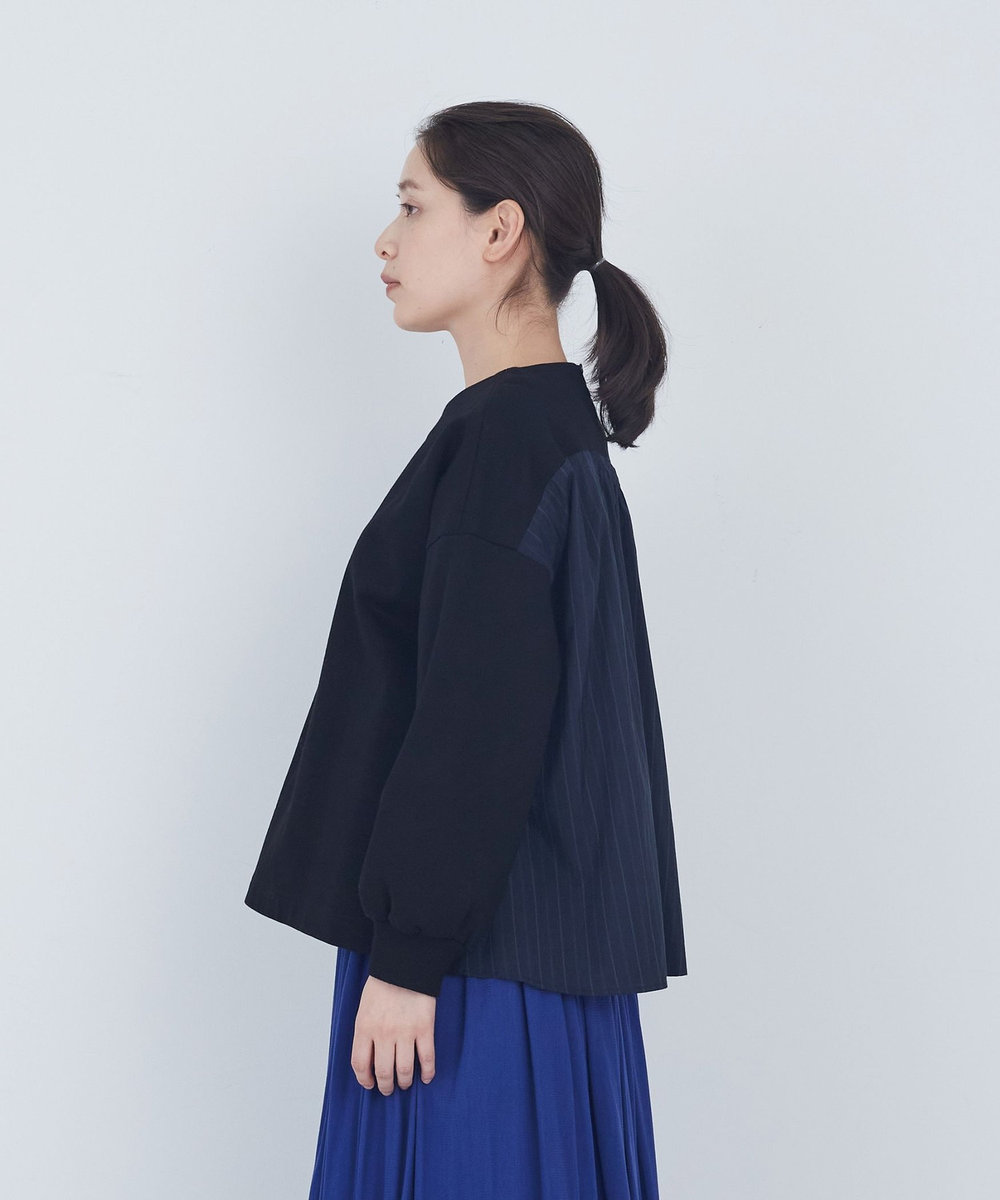 ADIEU TRISTESSE 裏毛×布帛コンビプルオーバー ブラック
