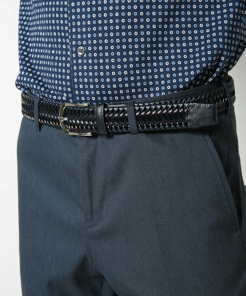 MEN'S BIGI 【DOMODOSSOLA】レザーメッシュプレーンベルト ネイビー