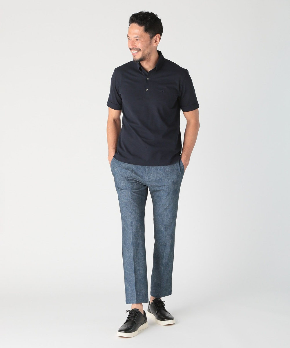MEN'S BIGI  【COLE HAAN/コール ハーン】別注 メッシュジャージ素材ポロシャツ<吸水速乾><2WAYストレッチ> ネイビー