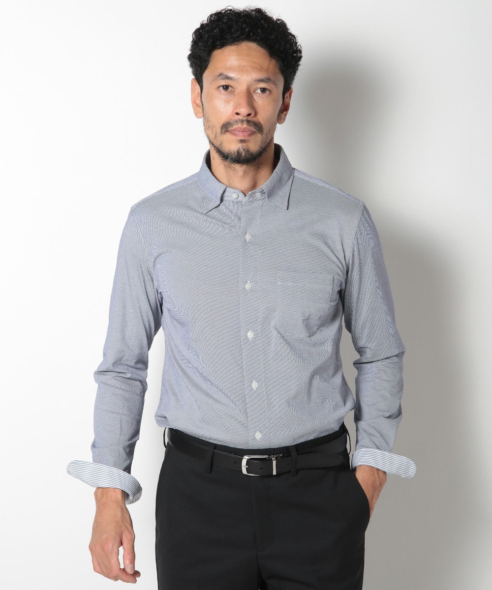 MEN'S BIGI 【ACTIVE TAILOR】ハイゲージレギュラーカラードレスシャツ ネイビー