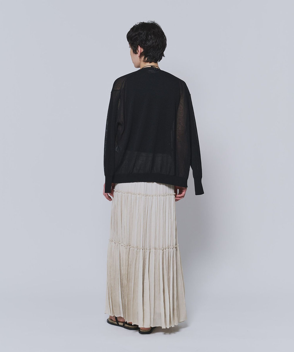 1er Arrondissement コットンナイロンシアーカーディガン ブラック