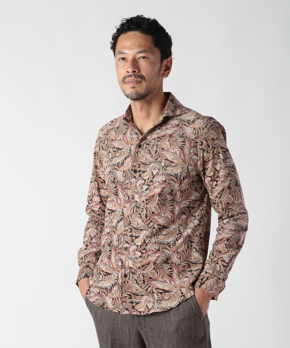 MEN'S BIGI Liberty コーデュロイフラワープリントシャツ ボルドー