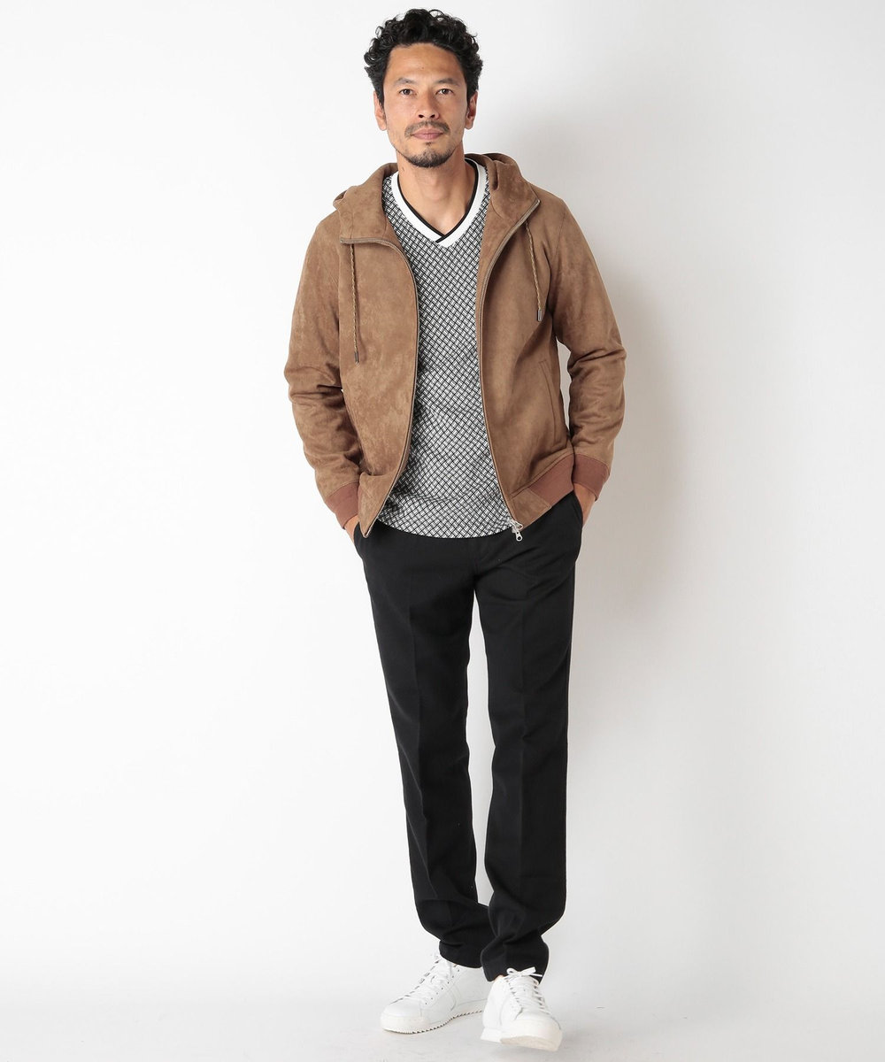 MEN'S BIGI コットン3本合糸ツイル裏起毛スラックス ブラック