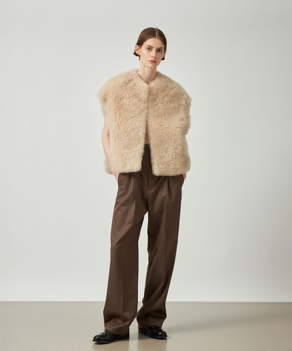 DÉPAREILLÉ WOOL GABARDINE WAIST BELT PANTS / ウールギャバジンウエストベルトパンツ ブラウン