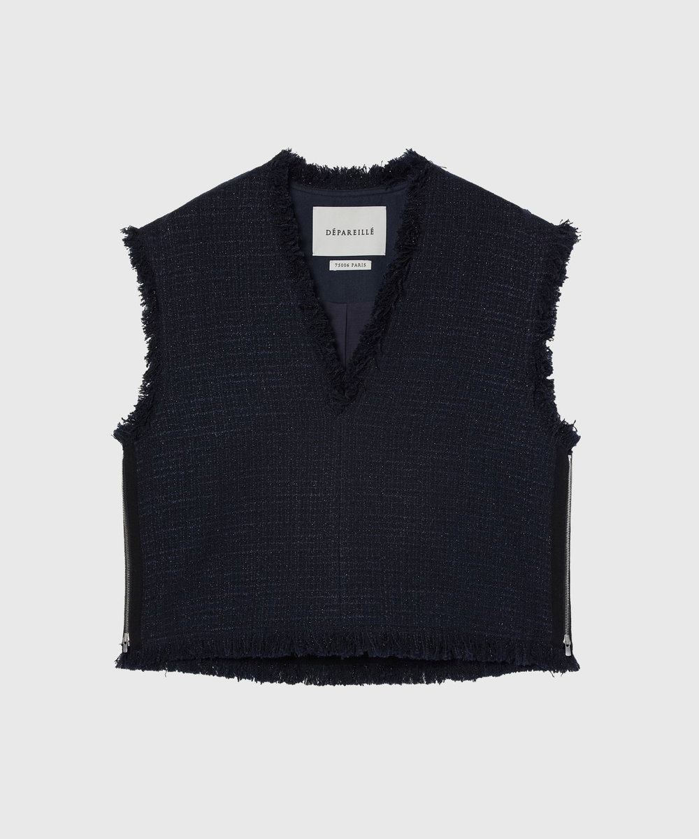 DÉPAREILLÉ COTTON TWEED GIET / コットンツィードジレ ネイビー