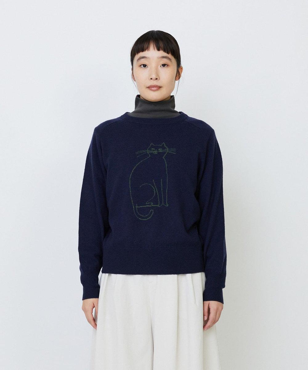 LOISIR 【アーティストコラボ】LOISIR×TORANEKOBONBONインターシャニットプルオーバー ネイビー
