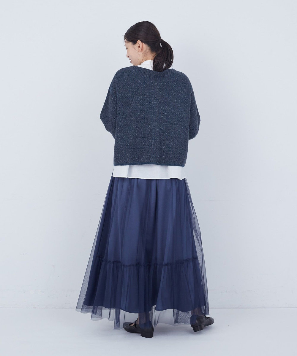 ADIEU TRISTESSE ラメ×アルパカウールラーベン柄カーディガン ネイビー