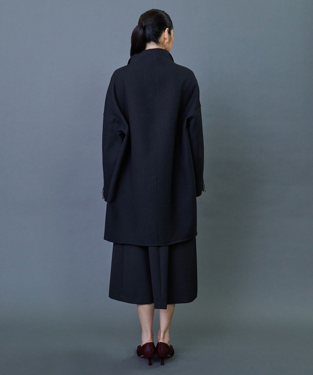 L'EQUIPE COUTURIER ダブルフェイスラメストライプコート ブラック