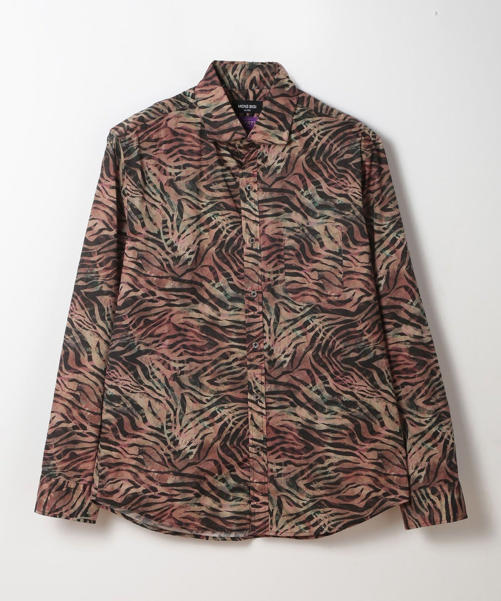 MEN'S BIGI エスニックLibertyプリントシャツ ブラウン