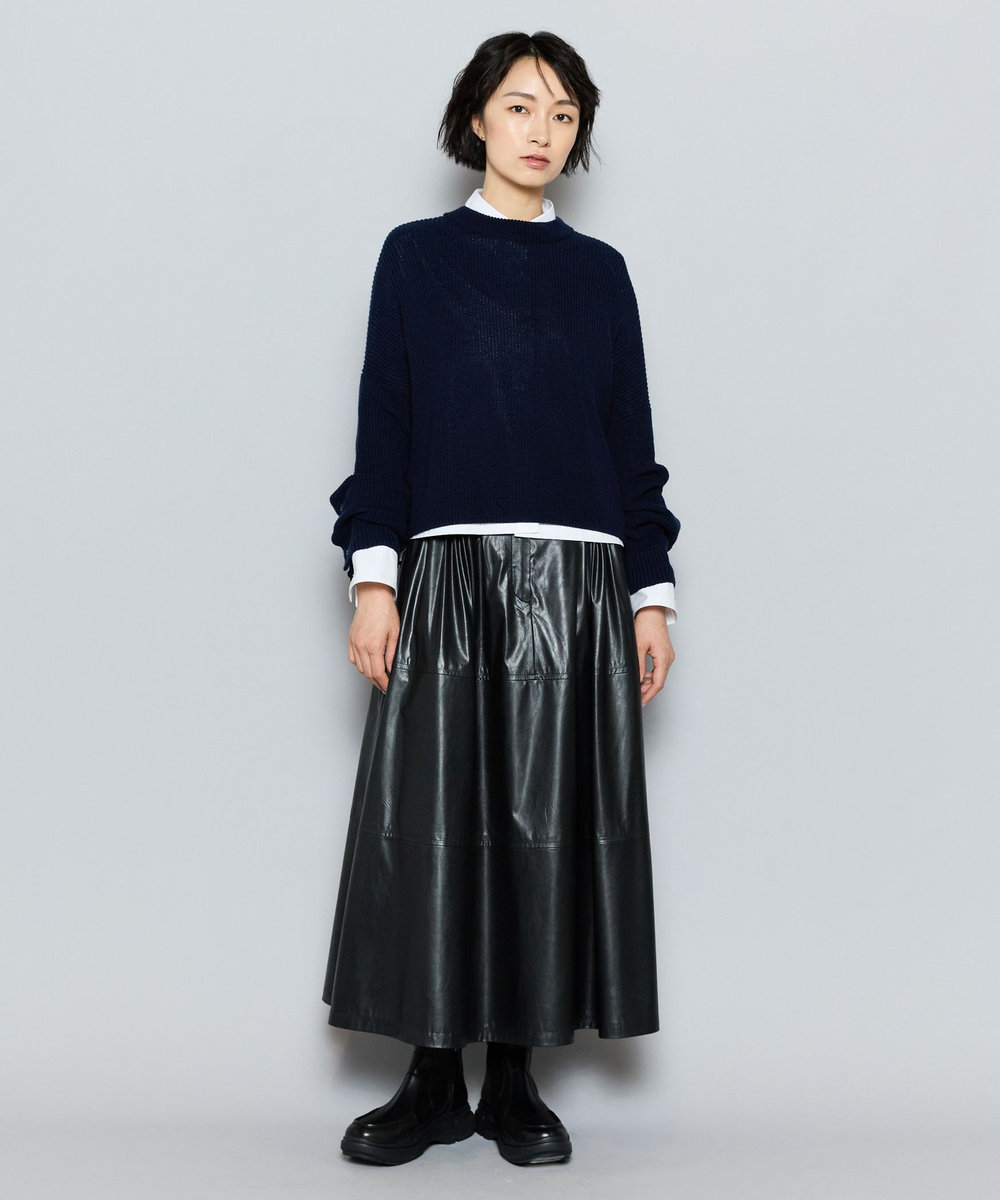L'EQUIPE GREEN ECOキュプラウールクロップドプルオーバー ネイビー