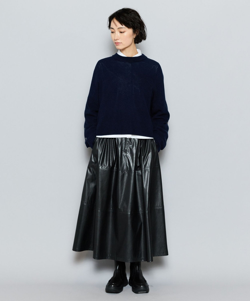 L'EQUIPE GREEN ECOキュプラウールクロップドプルオーバー ネイビー