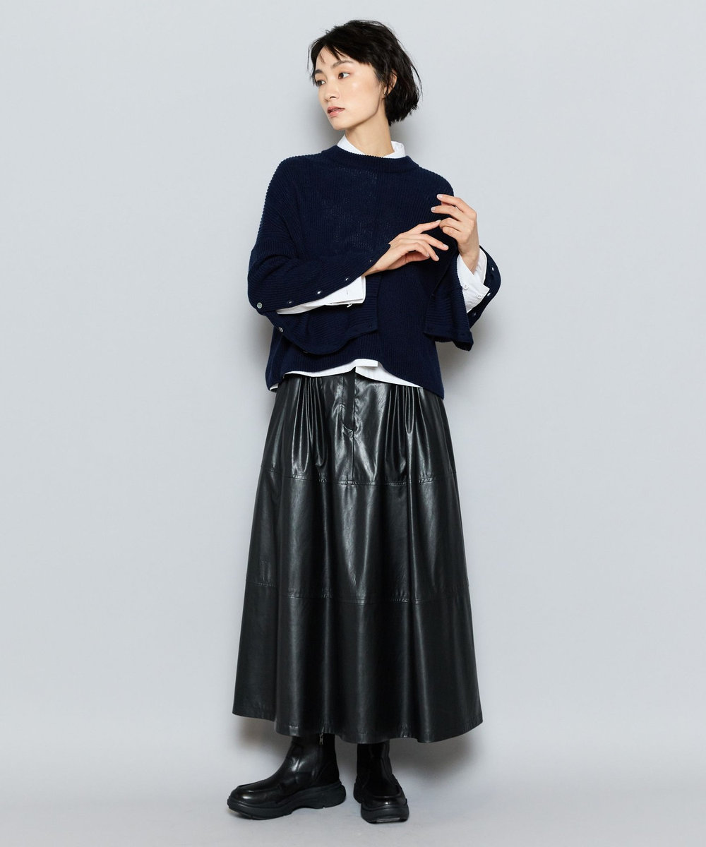 L'EQUIPE GREEN ECOキュプラウールクロップドプルオーバー ネイビー
