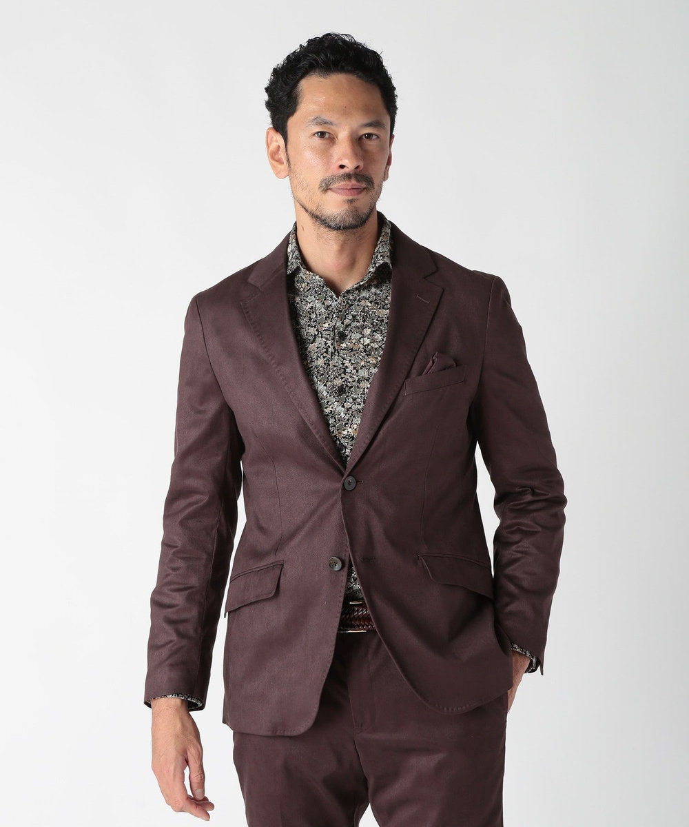 MEN'S BIGI コマスエードストレッチジャケット（セットアップ対応） ボルドー