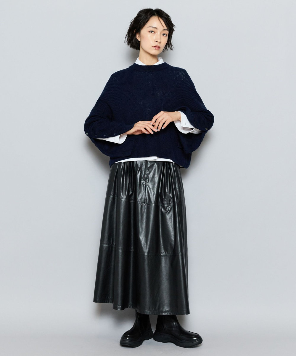 L'EQUIPE GREEN ECOキュプラウールクロップドプルオーバー ネイビー