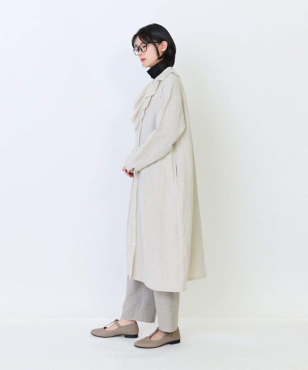 LOISIR フロントドレープシャツワンピース ホワイト