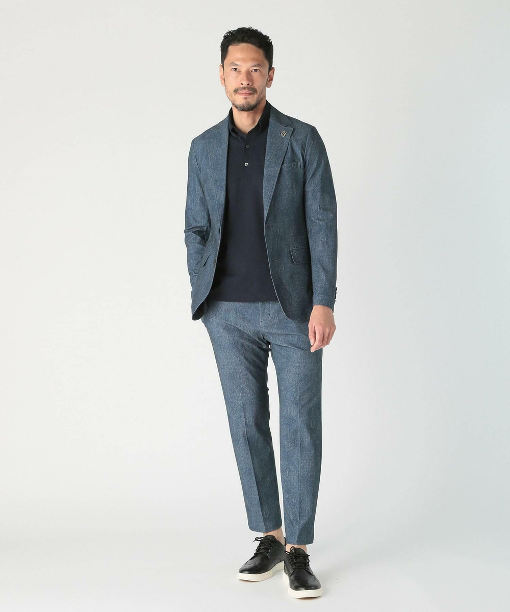 MEN'S BIGI 【COLE HAAN/コール ハーン】別注 トリコットメッシュデニムプリント ストレッチパンツ＜吸水速乾/EASY CARE＞ ブルー