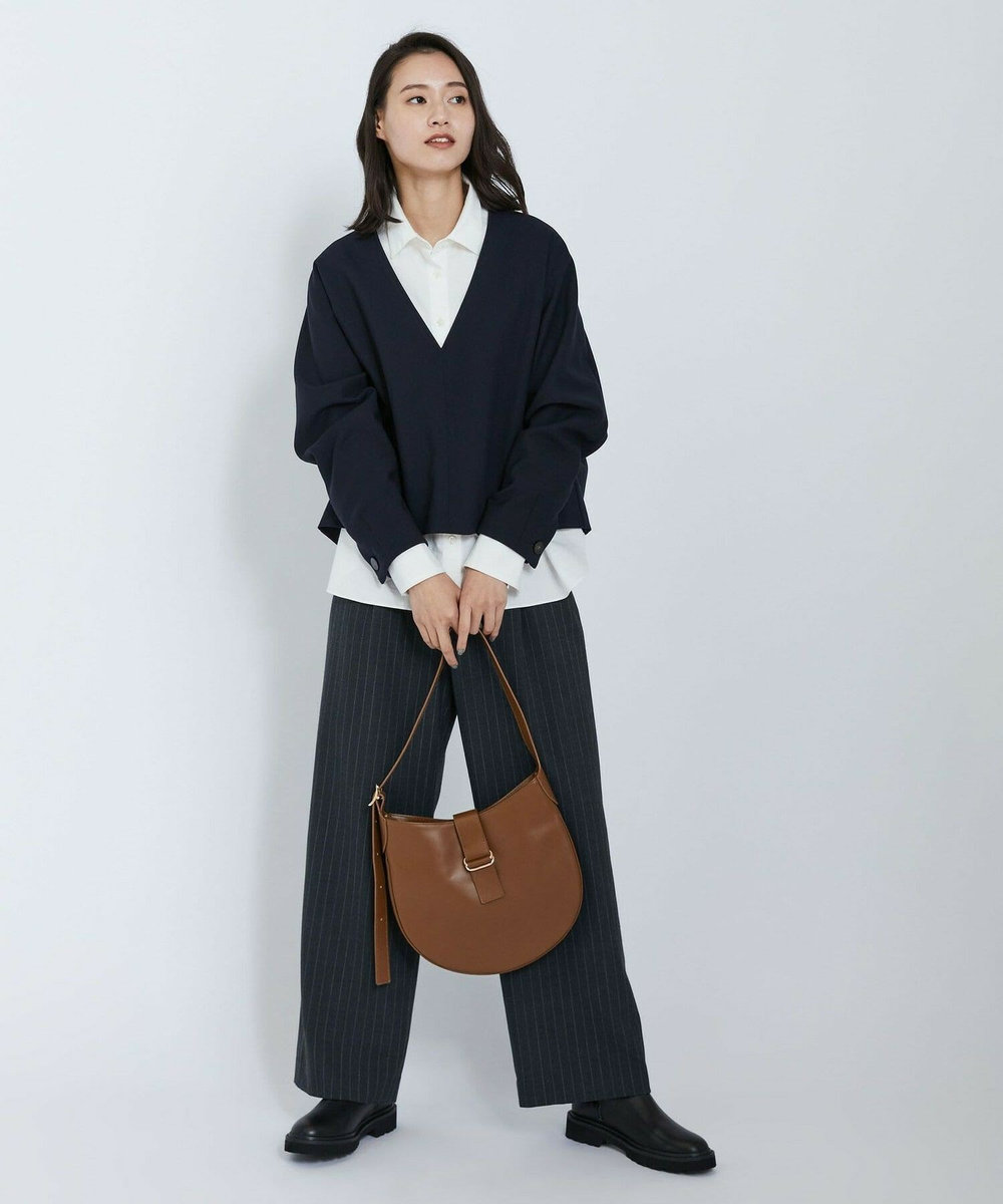L'EQUIPE ダブルクロスブラウス ネイビー