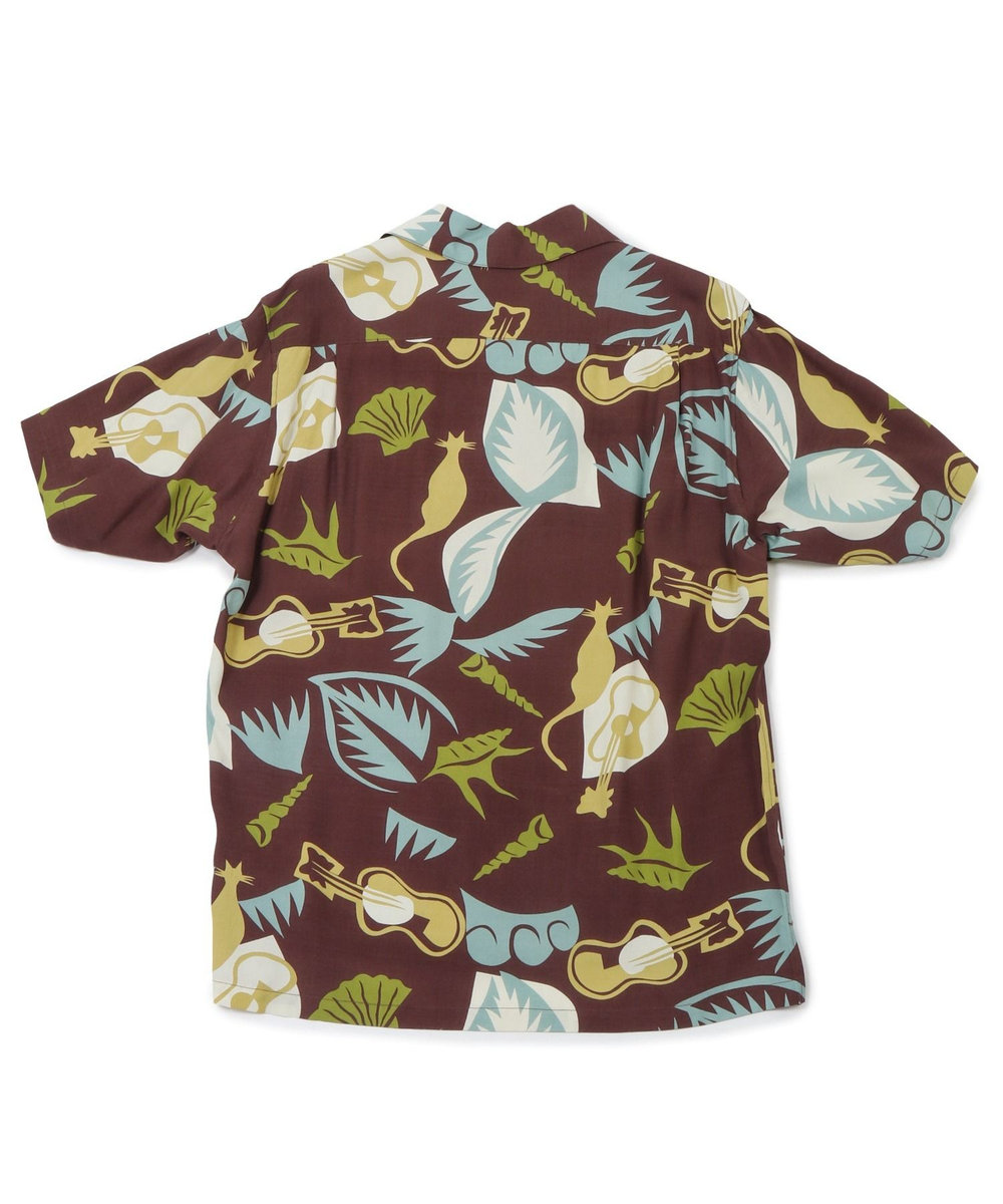 MEN'S BIGI 1992VINTAGE MBプリントオープンカラー半袖シャツ ブラウン