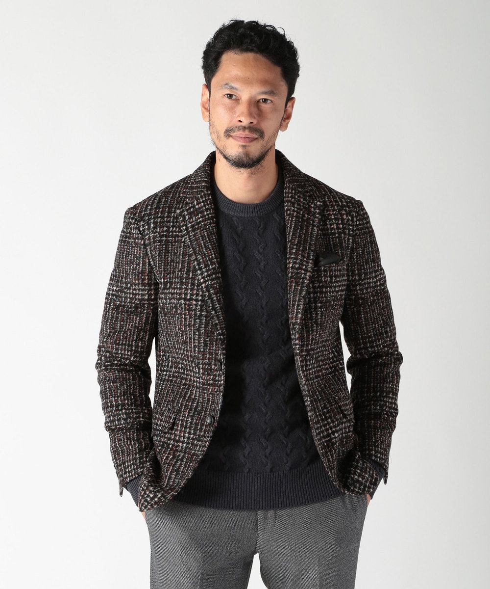 MEN'S BIGI 【RANIFICIO ROMA/ラニフィーチョローマ】ウールチェックジャージジャケット ブラック