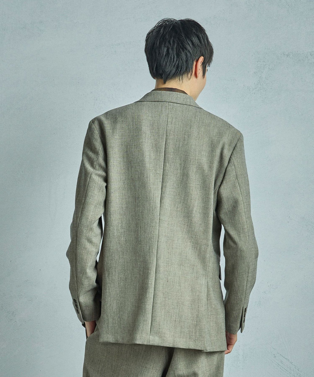MEN'S BIGI 二重織ヘリンボーン　テーラードジャケット＜2WAYストレッチ＞ ベージュ