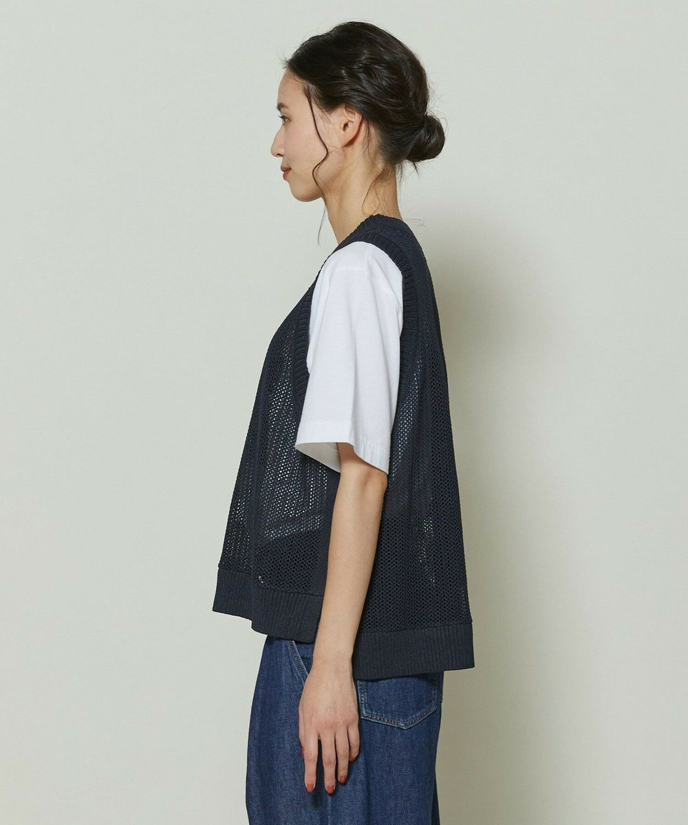 L'EQUIPE GREEN 和紙メッシュジレ ネイビー