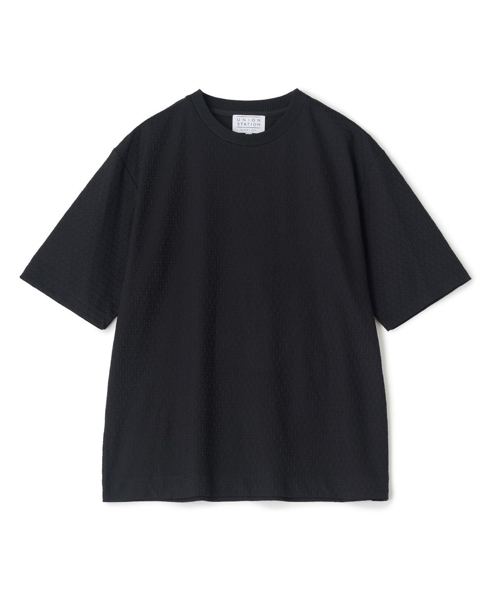 UNION STATION マルチファンクションジャガードTシャツ＜ストレッチ・速乾・イージーケア・ハンドウォッシャブル・UVカット・抗菌・防臭＞ ブラック