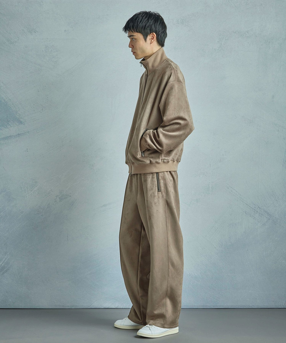 MEN'S BIGI 【50th Anniv . 中田 慎介】 SUEDE LIKE/HOUND’S TOOTH TRACK PANTS ベージュ