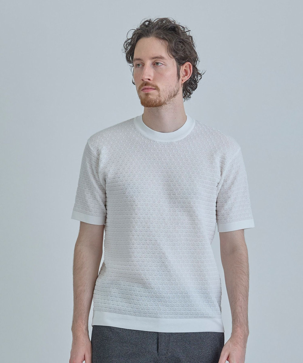 MEN'S BIGI 【ACTIVE TAILOR】ブリスターニットジャカードＴシャツ＜通気性/速乾性＞ ホワイト